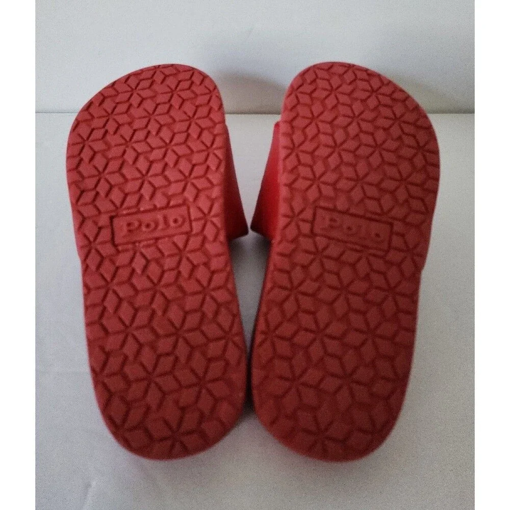 Polo Ralph Lauren IVER Slides Sandals Flag USA Eva Red Grade School Kids Size 11